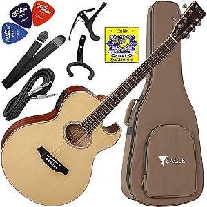Kit Violão Eletroacústico Aço Eq Promix Eagle Gl36 Satin Nt