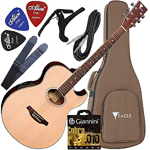 Kit Violão Eletroacústico Eagle Gl36 Nt Completo Eq Promix