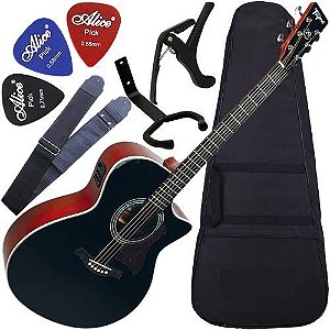 Kit Completo Violão Jumbo Eletroacústico Aço Tw29 Tagima