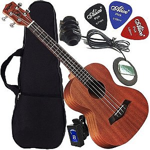 Kit Ukulele Tenor Canhoto Elétrico + Captador Tagima 27k
