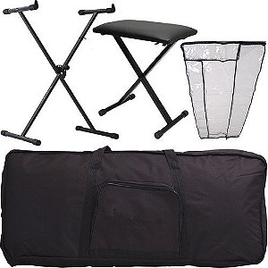 Kit Acessórios De Teclado C/ Capa Suporte Cobertura Banqueta