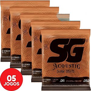 Kit Com 5 Jogos De Cordas Sg Violão Aço Com Bolinha 011