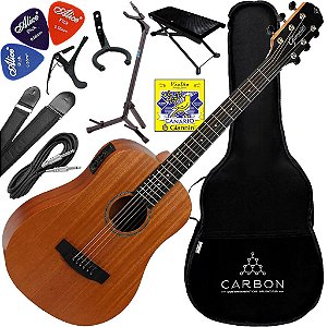 Kit Violão Giannini Baby Aço Elétrico Gtg36s Walnut Satin Eq Vx03