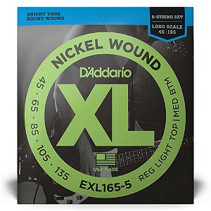 Encordoamento Baixo 5C 45-135 D Addario XL Nickel EXL165-5