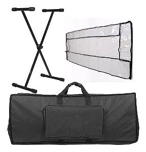 Kit Capa Piano Acolchoada C/ Capa Cobertura + Suporte Em X
