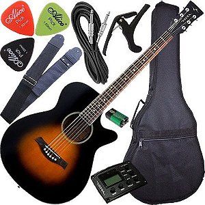 Kit Violão Eletroacústico Eq 4 Bandas Afinador Vcc333 Vogga