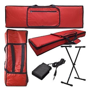 Kit Capa Para Teclado Behringer Umx-610 Com Pedal + Suporte