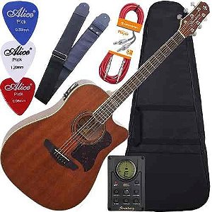Kit Violão Folk Eletroacústico Strinberg C/ Capa Sd20c Mgs