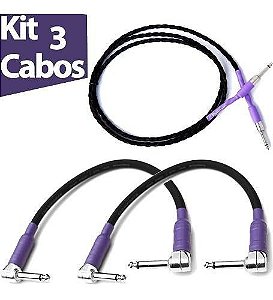 Kit Cabos P10 X P10 Tecniforte 2 No Loss 25 Cm + Cabo Stack