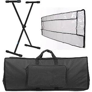 Kit Capa Acolchoada Para Piano C/ Capa Cobertura + Suporte
