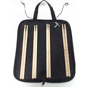 Capa Para Baquetas De Bateria + 4 Pares De Baquetas Promoção