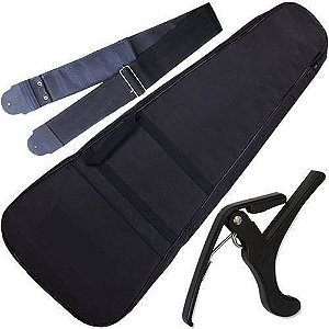 Kit Capa Luxo Acolchoada Violão Folk + Capotraste + Correia