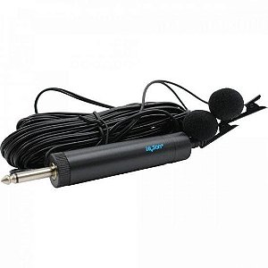 Microfone de Lapela Duplo Leson ML100DR Com Fio Preto