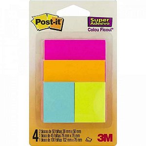 Blocos de Notas Adesivas Post-it 76 mm x 76 mm c/4 CASCATA 3M