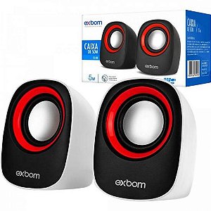 Caixa de Som Exbom CS-88 2.0 5w Preta/Vermelha