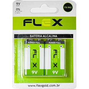 Bateria Alcalina 9V (C/2 Baterias) Flex