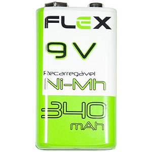 Bateria Recarregável 9V 340mAh (C/1 Bateria) Flex