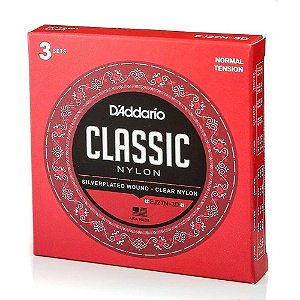 Kit 3 Encordoamento Cordas Violão Nylon D'addario Ej27n 3d