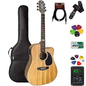 Violão Giannini Folk Aço GF1D Natural Zebra (ZW) + KIT4I