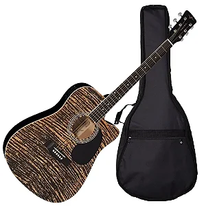 Violão Elétrico Folk vogga Cutway Aço VCK370 mf Mahogany + Capa Violão Folk Bag New Simples Golden