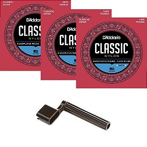 Kit 3 Encordoamentos Violão Nylon Daddario EJ27H Encordoador