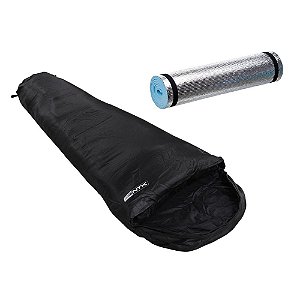Saco De Dormir + Isolante Térmico Nautika Micron Faixa de Temperatura 05 à 08 Graus Preto