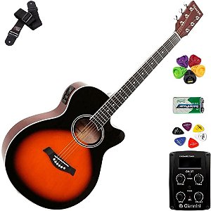 Violão Giannini Mini-Jumbo GSF1D 3 Tons Sunburst + KIT7