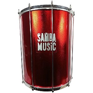 Surdo Madeira Samba Music 60x20 Vermelho Pele Animal