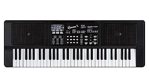 Teclado Queens Max 61 Teclas Multi Funções Com Fonte