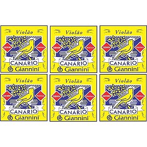 6 Encordoamento Violão Nylon Canário Giannini Genw - Média