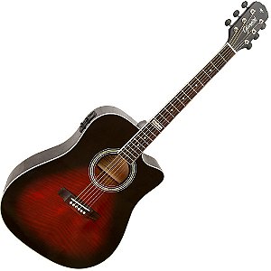 Violão folk eletroacústico cutaway GF1D brb brown red burst