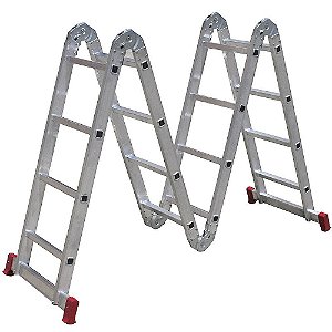 Escada Articulada Multifuncional 4 x 3 em Alumínio 12 Degraus