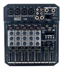 Mesa Som 5 Canais Mixer Boxx T6 Interface Usb Otg P10 Xlr