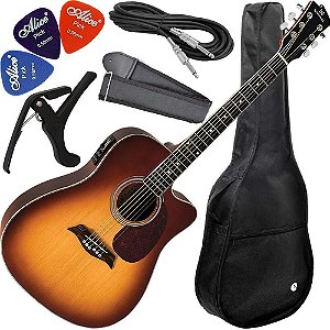 Kit Violão Michael Eletroacústico Folk Vm921 Dtc Sunburst