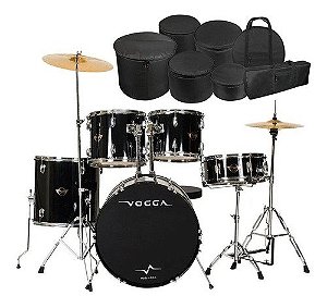Bateria Acústica Vogga Bumbo 22 Vpd924 Preto C/ Kit Capa Bag