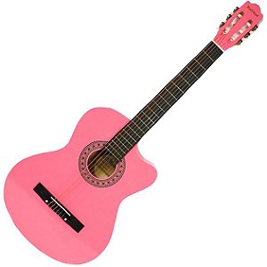 Violão Austin Clássico Acústico Nylon Cutaway Mag6pk Rosa Kauthon Austin