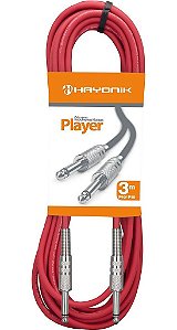Cabo Para Instrumentos Hayonik P10 x P10 3 Metros Player Vermelho