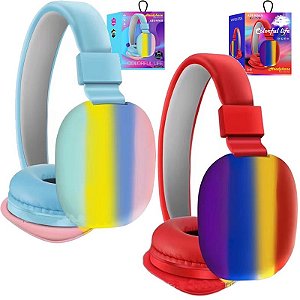 Headphone Fone De Ouvido Arco Íris Bluetooth Color Lifel