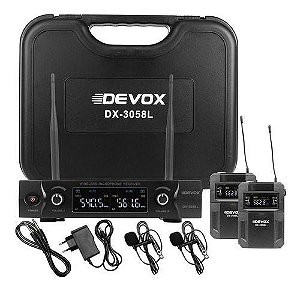 Microfone Devox Lapela Duplo Uhf 30 Canais DX-3058L