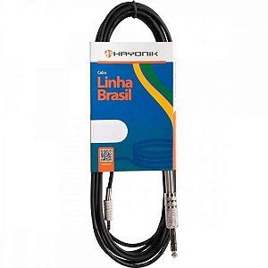 Cabo de Áudio Linha Brasil P2 Estéreo X P10 Estéreo 1,2m Preto HAYONIK