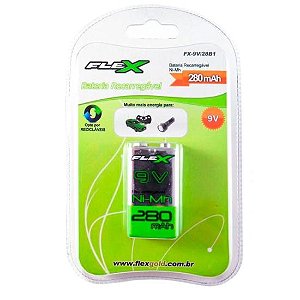 Bateria Recarregável 9V 280mAh (C/1 Bateria) Flex