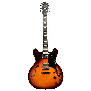 Guitarra Semi Acústica Waldman Semi Hollow GHO100 VS Vintage Sunburst