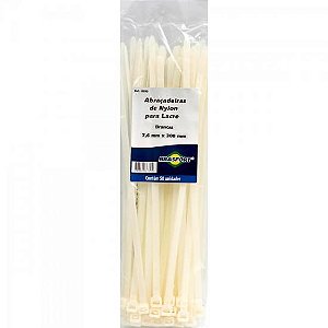Abraçadeira Nylon 4,8x300mm Branca Brasfort - CEM / 100