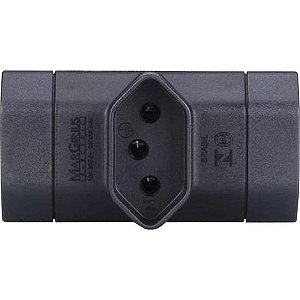 Adaptador Benjamim 2P + T 10A ADP2-34 Preto MarGirius - PCT / 20