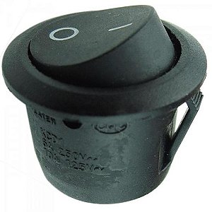 Chave Gangorra Redonda 6A/250VAC 2 Terminais ON/OFF CHVS0009 Preta STORM