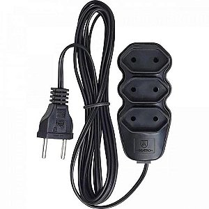 Extensão Tripla 2 X 0,75 x 3,0M Preta MEGATRON