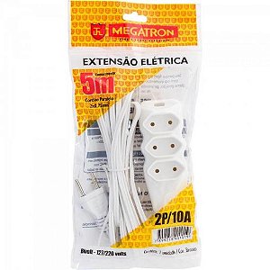 Extensão Tripla 2 X 0,75 X 5,0M Branca MEGATRON