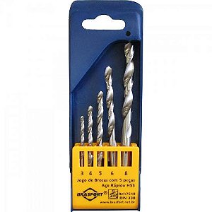 Kit Brocas de Furadeira 3 a 8mm Aço Rápido Hss Brasfort