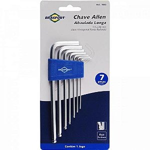 Kit de Chaves Hexagonais Abaula Longa Com 7 Peças de 1.5 a 6mm Brasfort