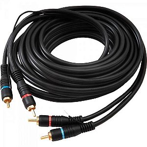 Cabo 2 RCA Macho x 2 RCA Macho Com Fio Terra 5m Preto Storm
